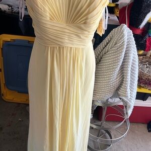 David's Bridal Soft Yellow Maxi Dress